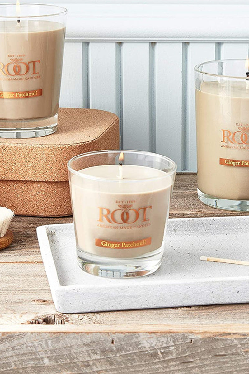 Root Candle Small Veriglass Ginger Patchouli 6.3oz