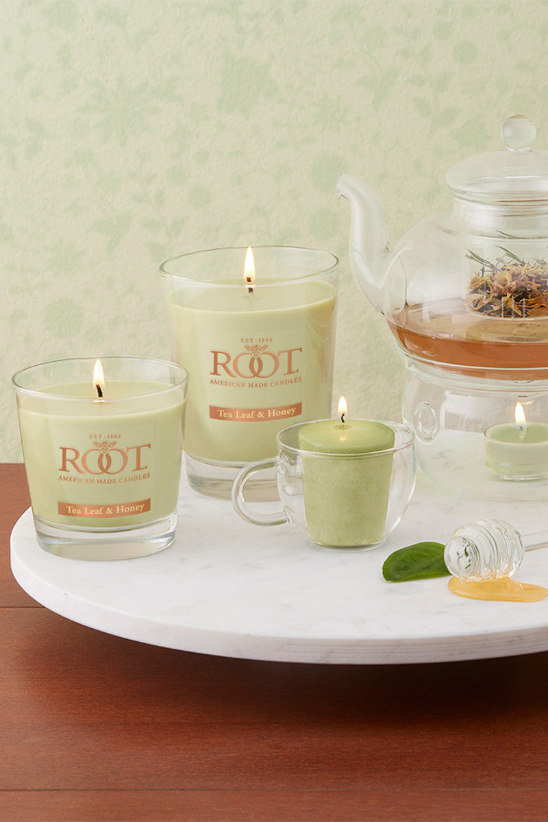 Root Candle Small Veriglass Tea Leaf & Honey