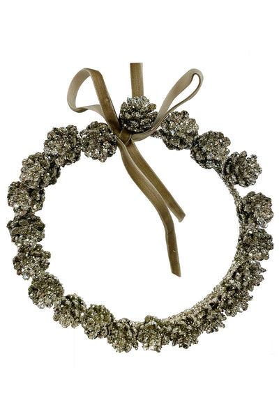 ORN WREATH GLT PNCN SILVER 6"