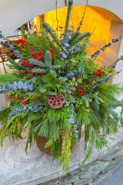 Holiday Pot, Winterberry 16"