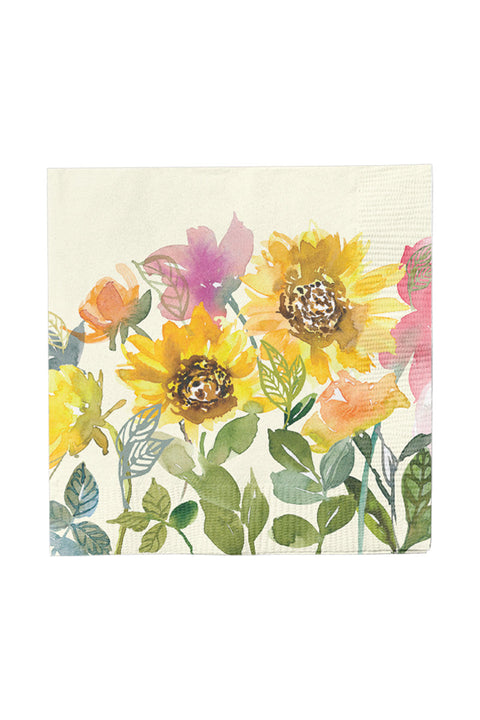 NAPKIN COCKTAIL SUNFLOWER 20PK