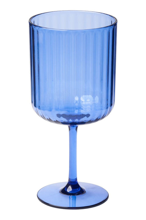 GLASS, WINE STEMMED BLUE 17OZ