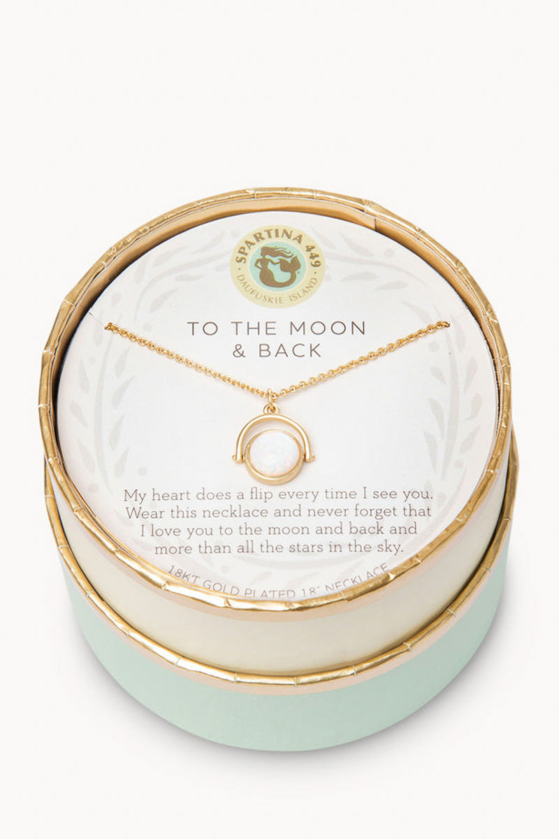 Spartina Sea La Vie To The Moon Back Heart Flip Necklace Gold