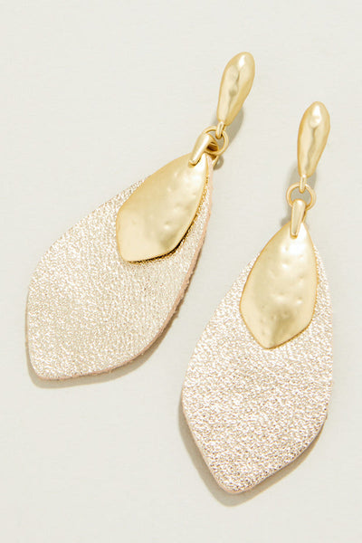 EARRING, LEATHER PETAL GOLD