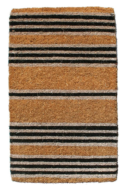 Coir Doormat 30" x 18" Black Stripes