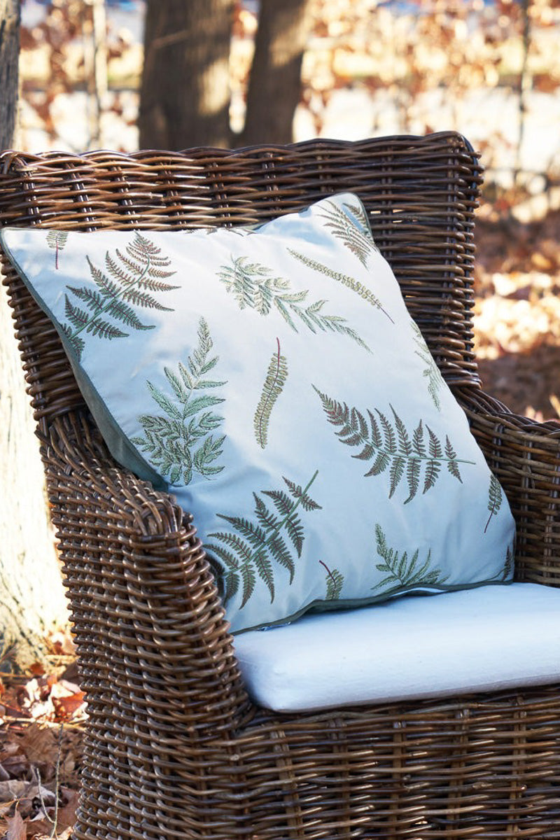 Outdoor Pillow Ferns Pattern Grey