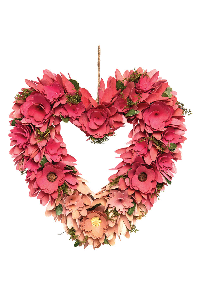 Faux Wood Chip Heart Wreath