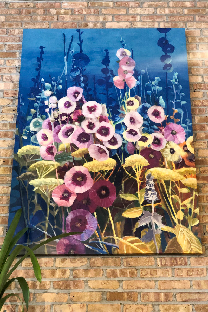 PRINT, HOLLYHOCKS