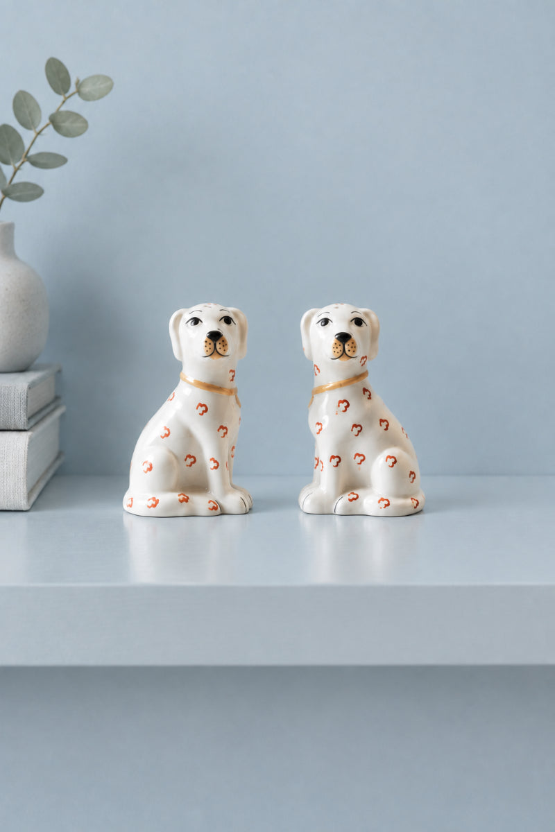 Ceramic Dog Shaped Salt & Pepper Shakers Set of 2