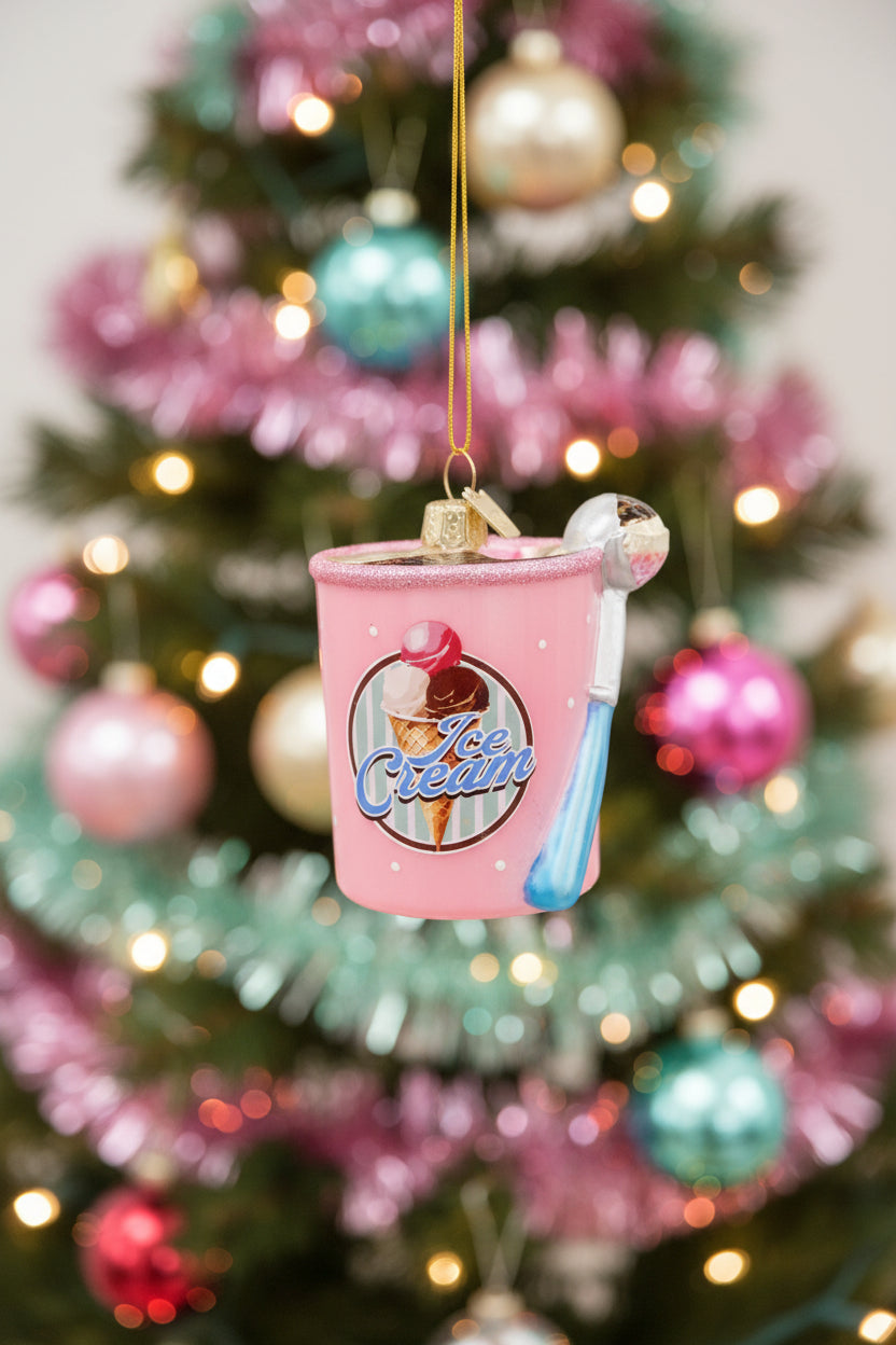 Noble Gems Glass Ice Cream Carton Ornament