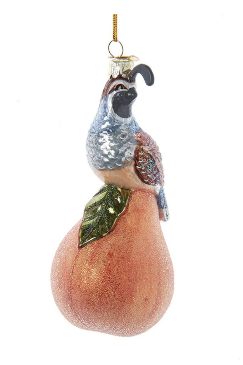 Noble Gems Glass Partridge In A Pear Tree Ornament