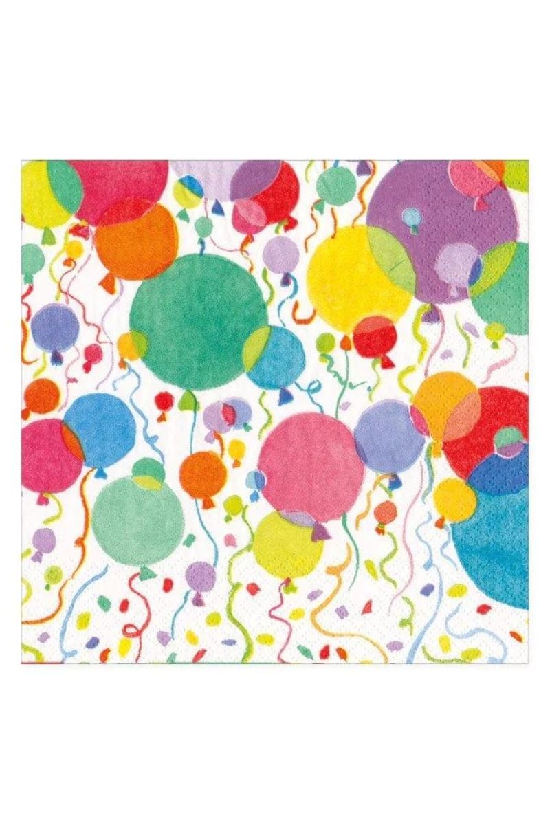 Caspari Balloons and Confetti White Luncheon Napkins