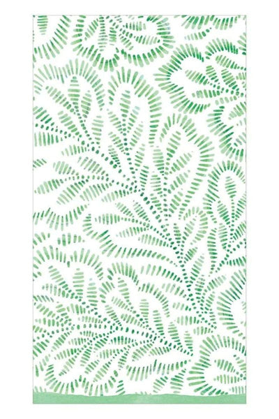 Caspari Block Print Leaves Green Guest Towels - 15 Per Package