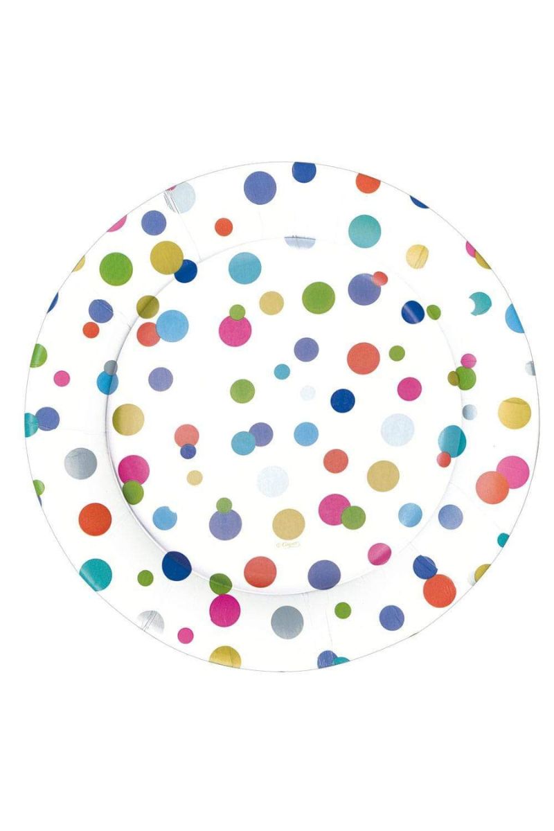 Caspari Confetti Brights Dinner Plates - 8 Per Package