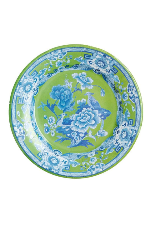 Caspari Green And Blue Plate Salad Plates - 8 Per Package