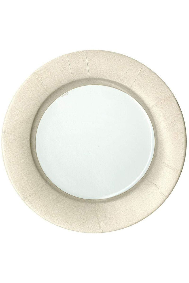 Caspari Linen Border Natural Paper Dinner Plates