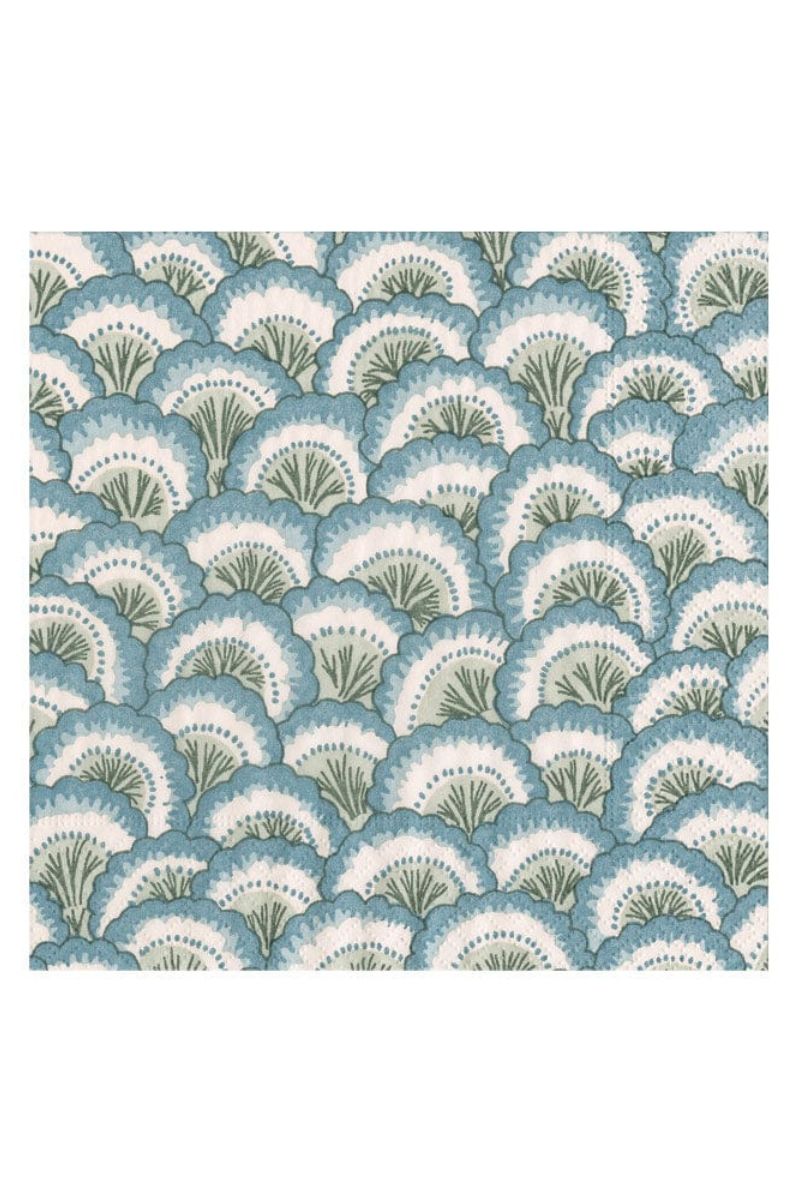Caspari Pontchartrain Scallop Cocktail Napkins Blue