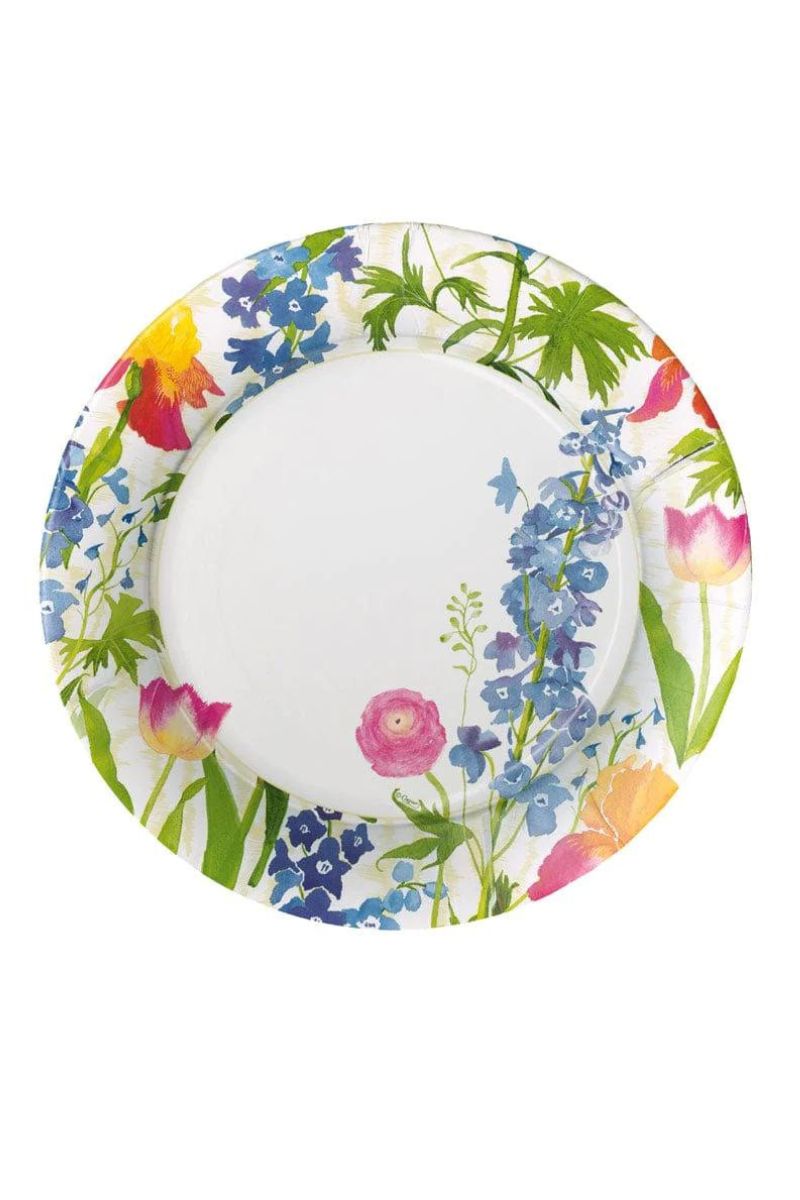 Caspari Summer Garden White Paper Salad Plates