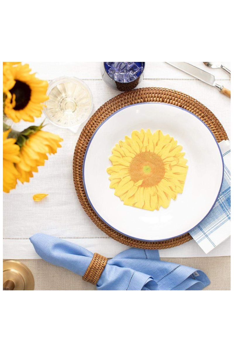 Caspari Sunflower Die-Cut Linen Party Napkins