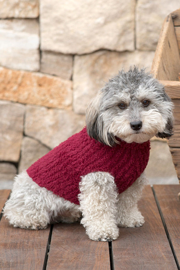 Barefoot Dreams CozyChic Ribbed Pet Sweater Cranberry Small