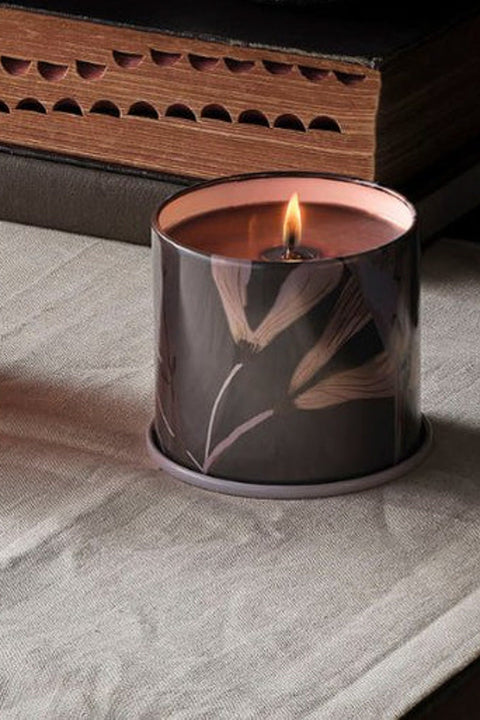 CANDLE, WOODFIRE DEMI TIN