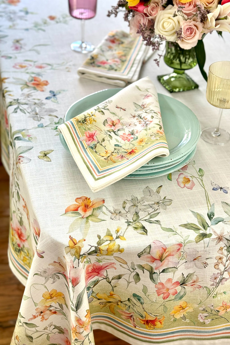 Bodrum Lily Garden Tablecloth 63"x108"