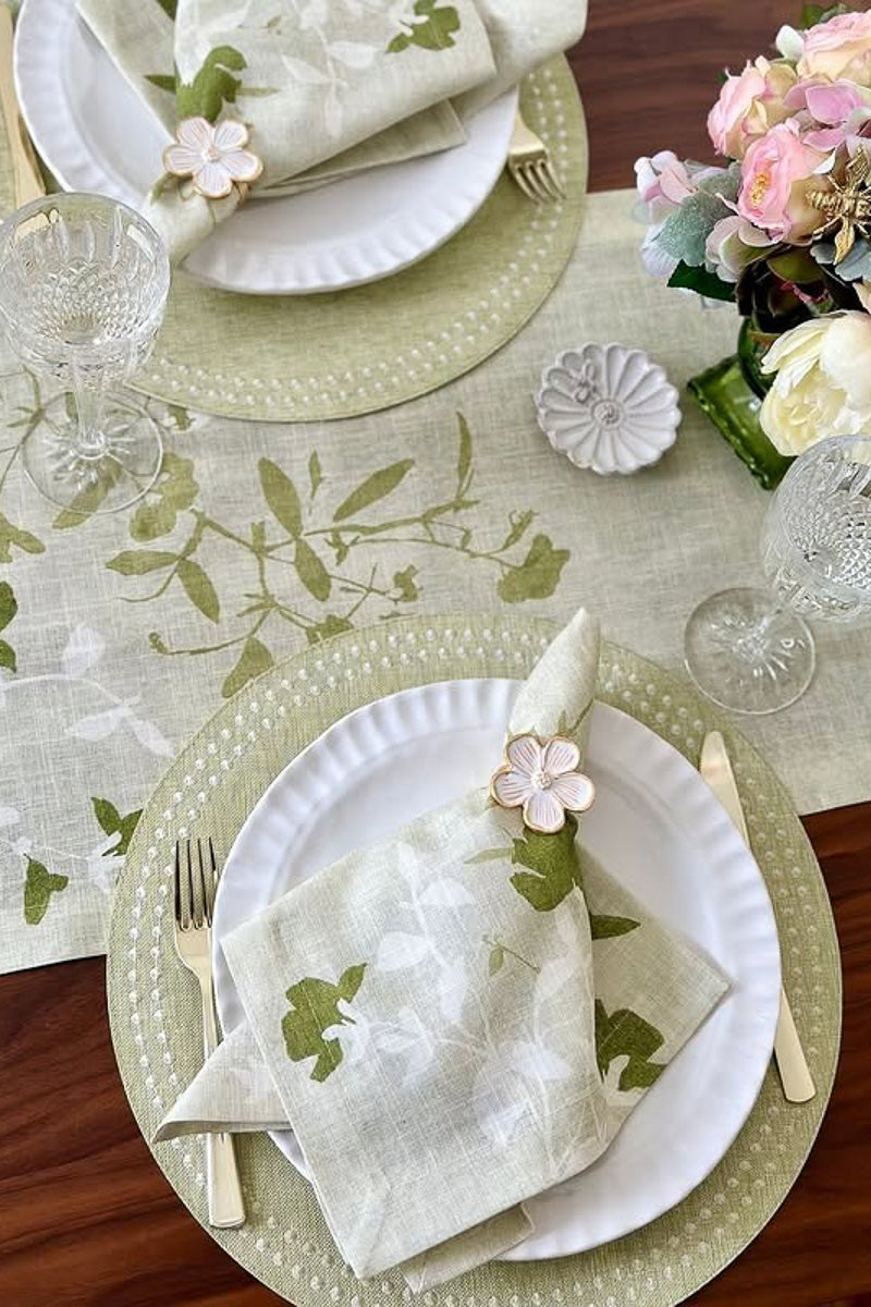 Bodrum Pearls Placemat 15" Round Fern/White
