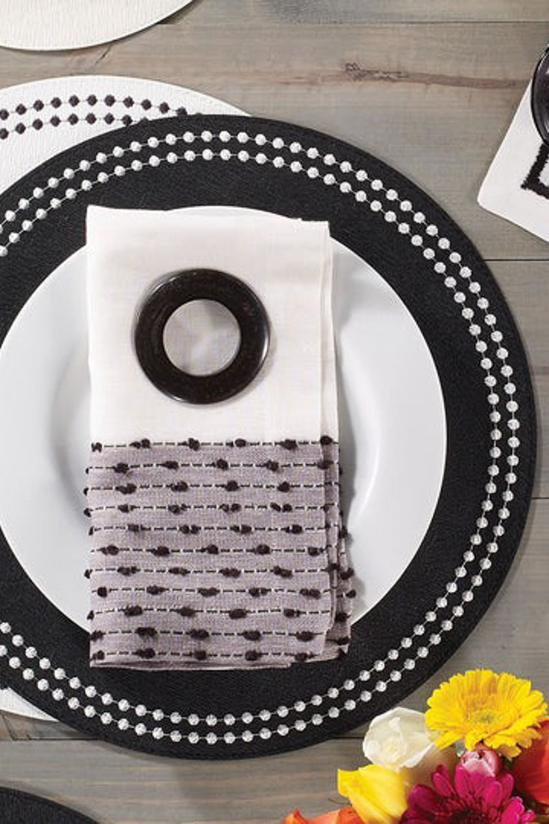 Bodrum Pearls Placemat 15" Round Black/White