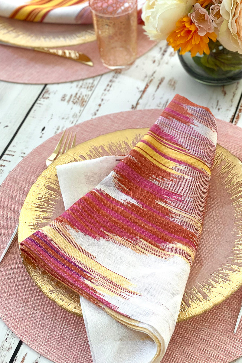 Bodrum Aztec Napkin 22" Red & Orange