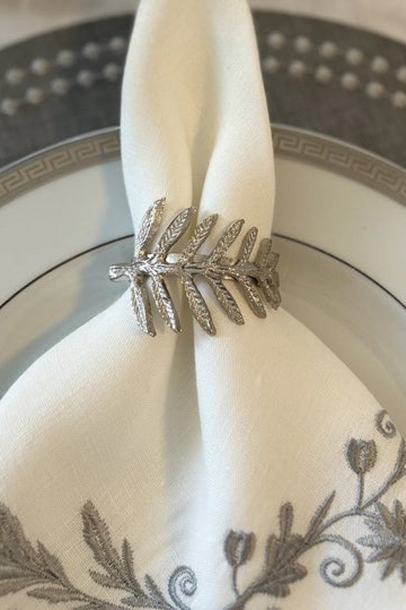 Bodrum Fern Napkin Ring Silver
