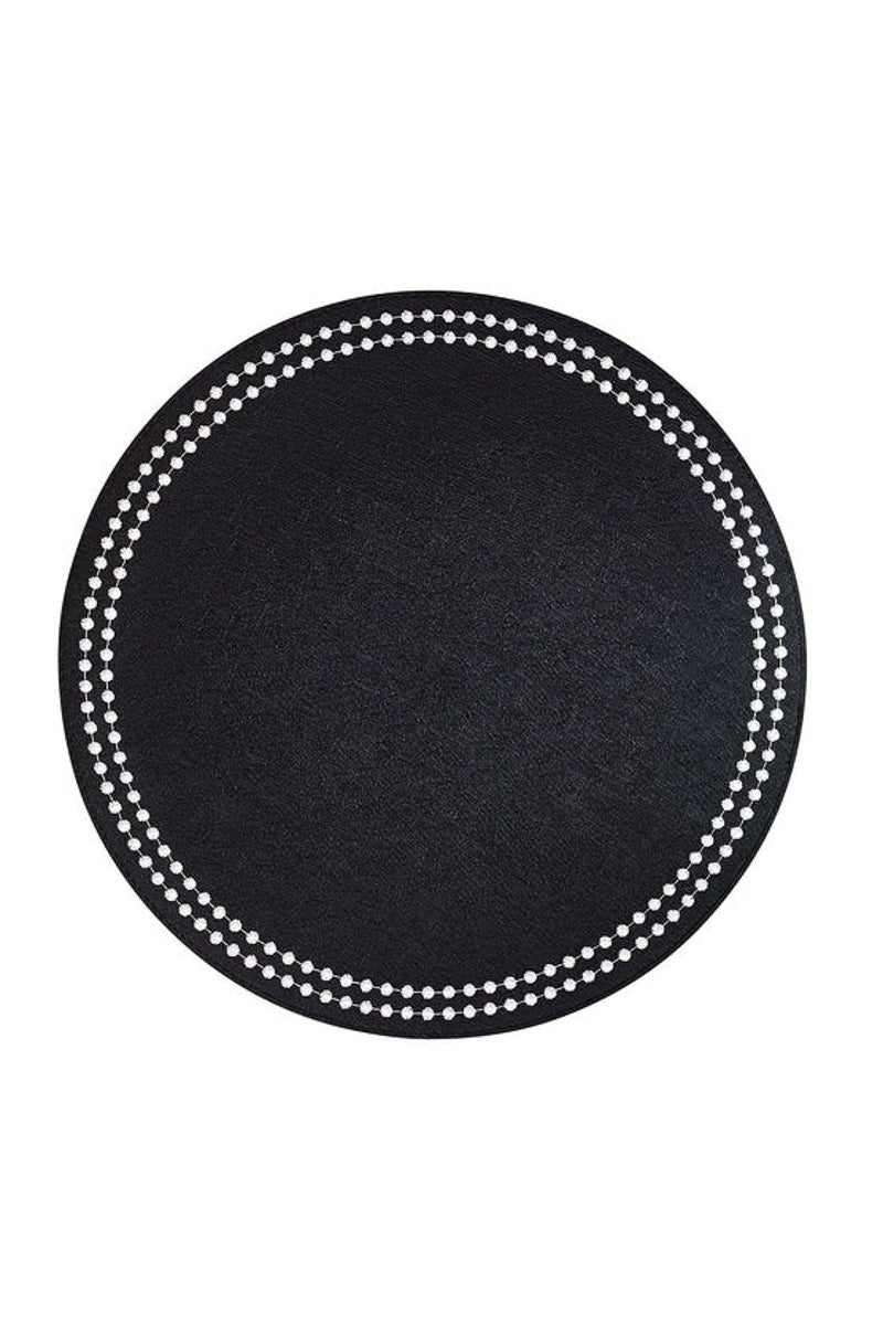 Bodrum Pearls Placemat 15" Round Black/White