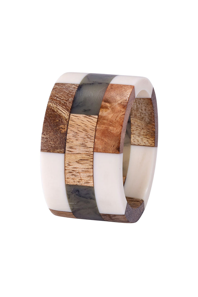 Bodrum Patched Wood Napkin Ring