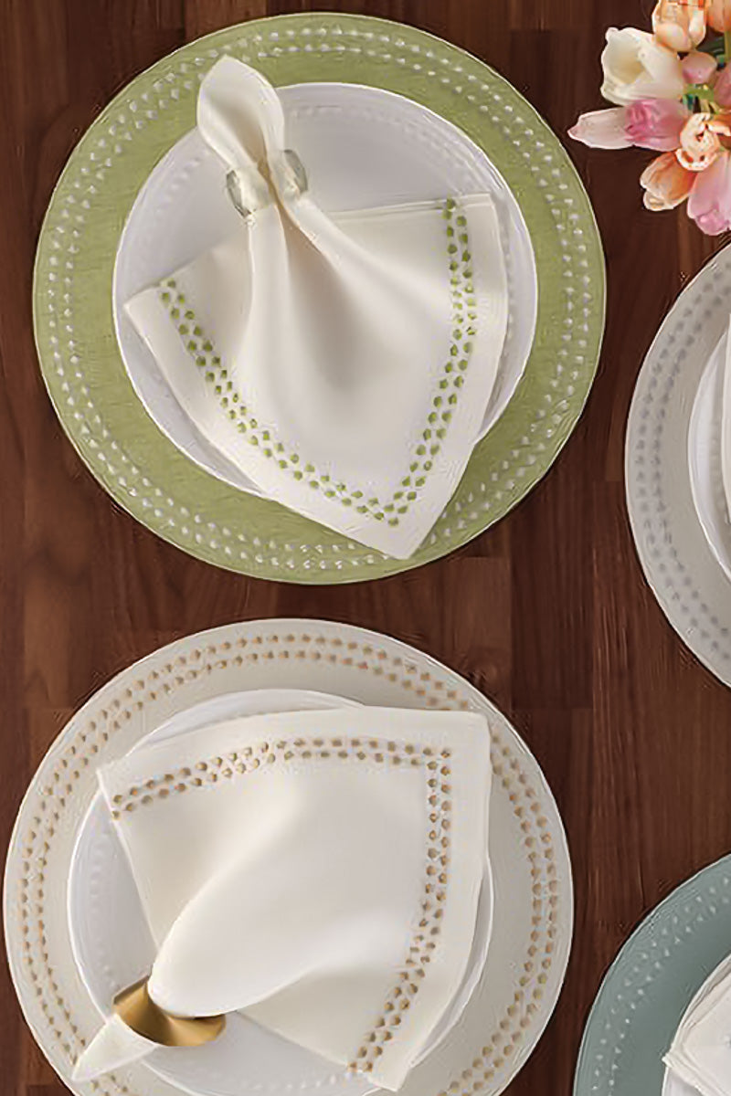 Bodrum Pearls Placemat 15" Round Fern/White
