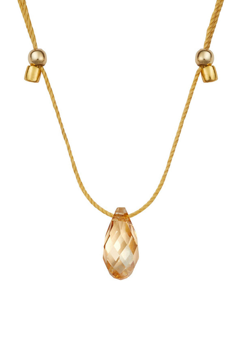 &Livy Hyevibe Crystal Slider Necklace Silver Shade Gold