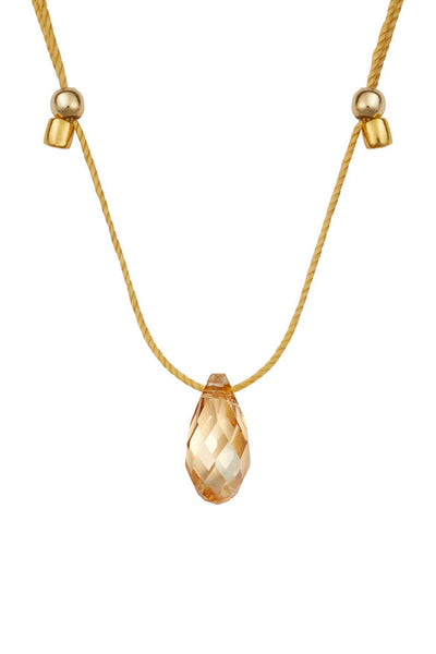 &Livy Hyevibe Crystal Slider Necklace Silver Shade Gold