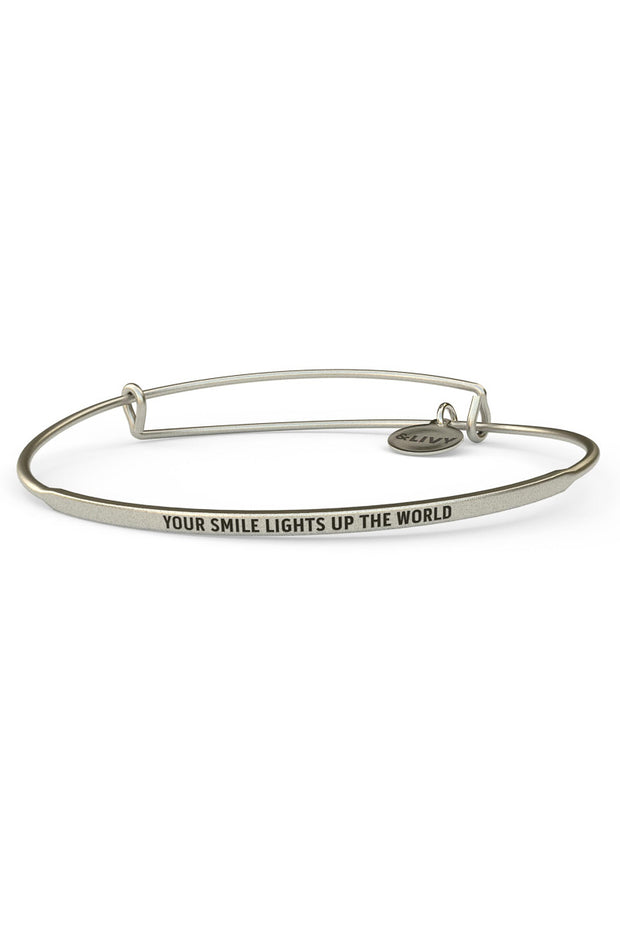 &Livy Posy Bracelet Your Smile Lights Up the World Antique Silver