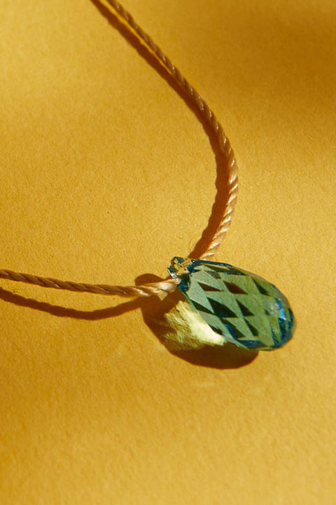 &Livy Hyevibe Crystal Slider Necklace Aqua Gold