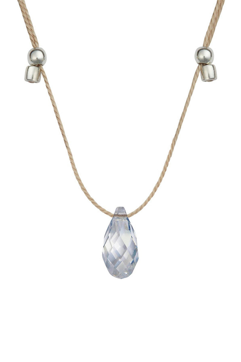 &Livy Hyevibe Crystal Slider Necklace Blue Shade Silver