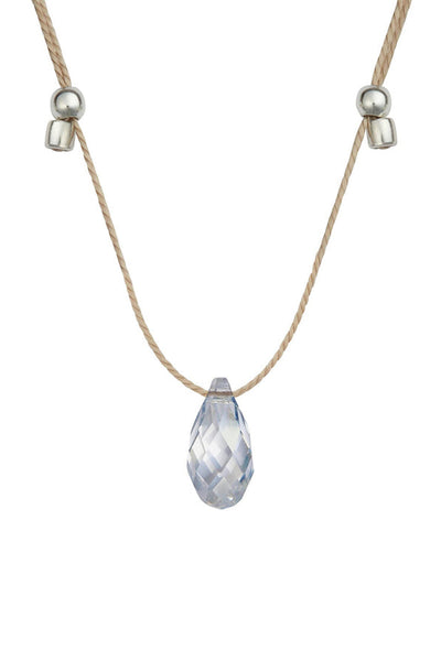 &Livy Hyevibe Crystal Slider Necklace Blue Shade Silver