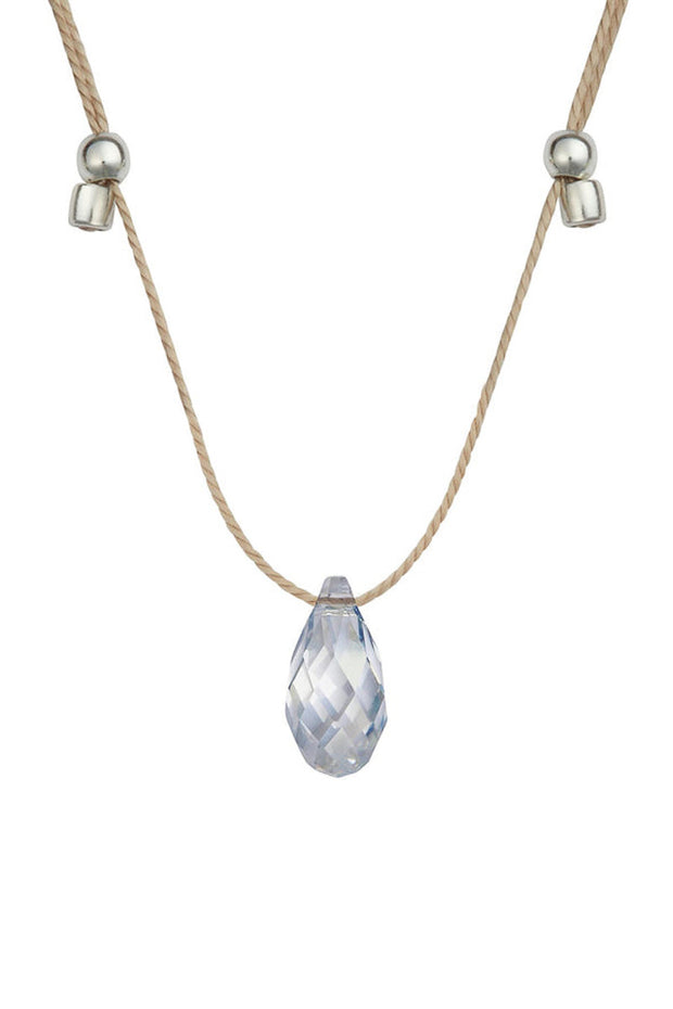 &Livy Hyevibe Crystal Slider Necklace Blue Shade Silver