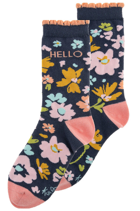 Karma Crew Socks Navy Floral