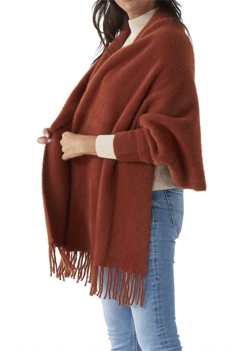 Plush Cape with Sleeves Rust