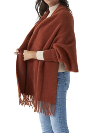 Rust Plush Cape With Sleeves