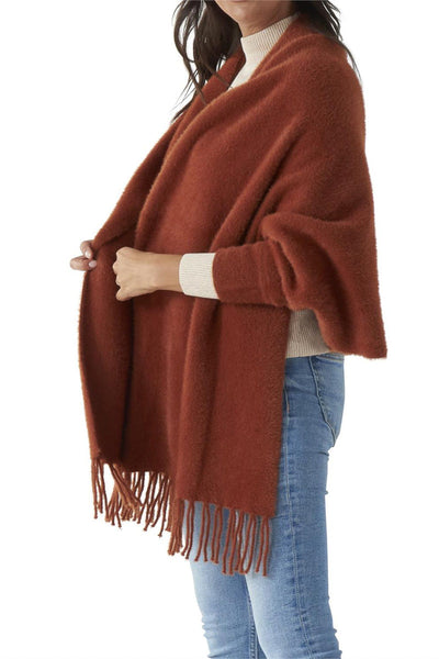 K&K Plush Cape with Sleeves Rust