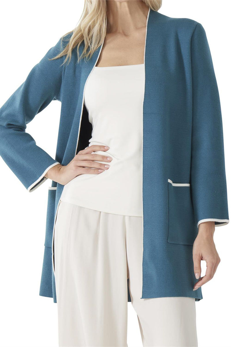 Open Cardigan Sweater Jacket Assorted Teal Blue