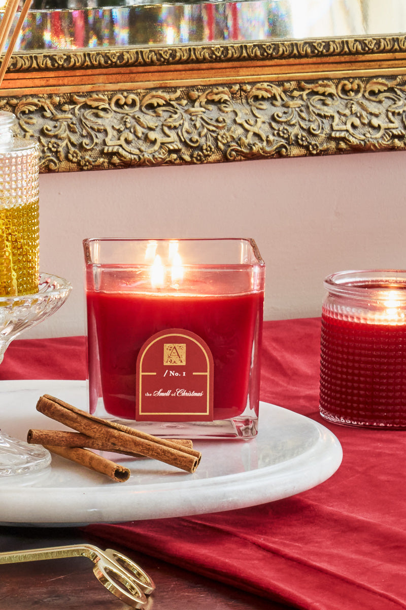 Aromatique The Smell of Christmas Cube Glass Candle 12 oz