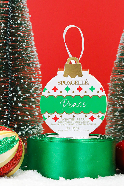 Spongelle Holiday Ornament Body Wash Infused Buffer Peace Winter Pear