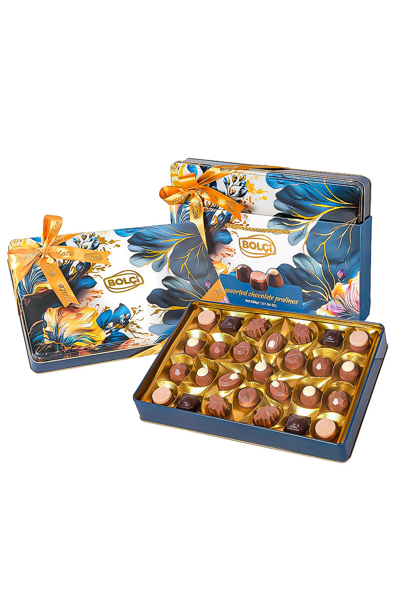 Bolci Assorted Chocolate Pralines Blue Foil Gift Box 11.64 oz