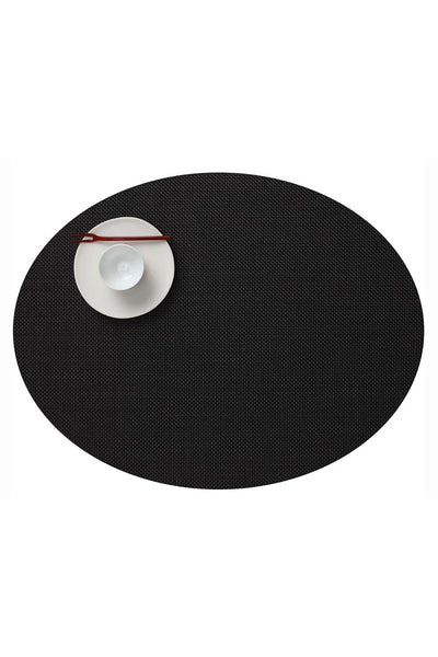 Chilewich Mini Basketweave Oval Placemat Black 14"x19.25"