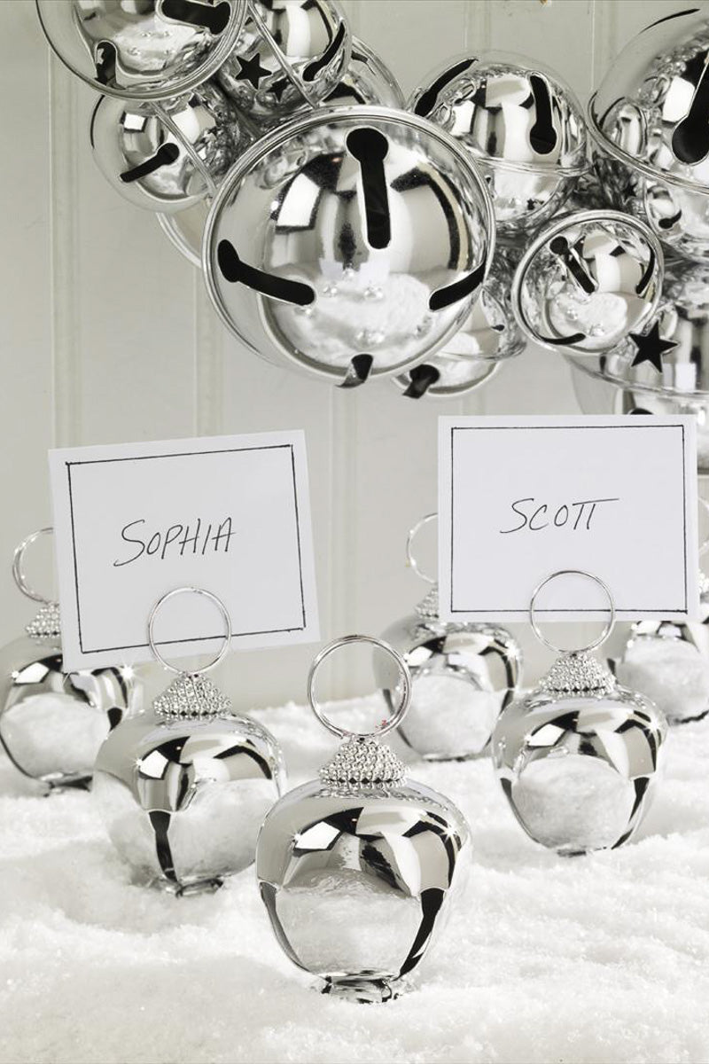 Jingle Bell Place Card Holder 3" Silver